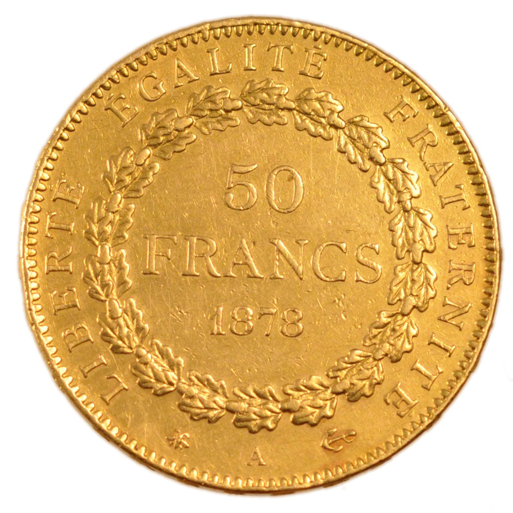 FRANCE, 50 Francs, 1878, Paris, AU(55-58), Gold, Gadoury #1113, 16.10