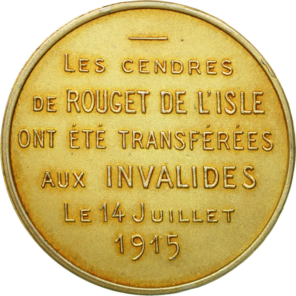 France, Médaille, Rouget de L'Isle, Journée de Paris, 1915, David, SUP+