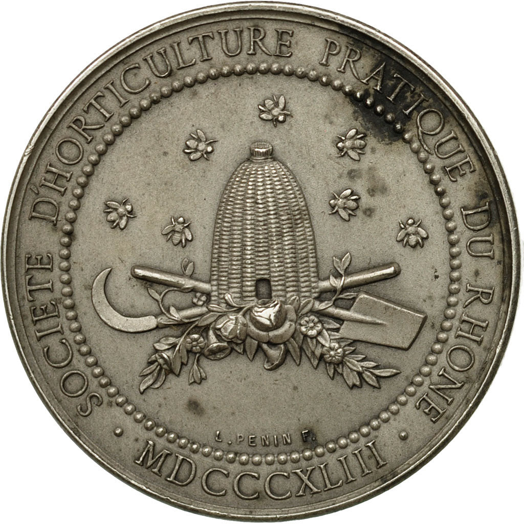France, Medal, Société d'Horticulture Pratique du Rhône, 1843, Penin