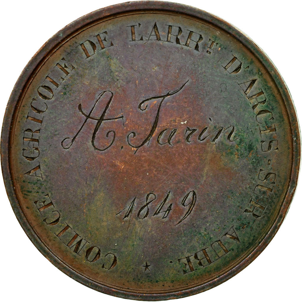 France, Medal, Comice Agricole d'Arcis-sur-Aube, 1849, Dubois, EF(40-45), Copper