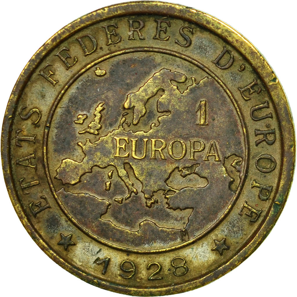 France, Token, Etats Fédérés d'Europe, Louis Pasteur, 1928, VF(30-35), Copper