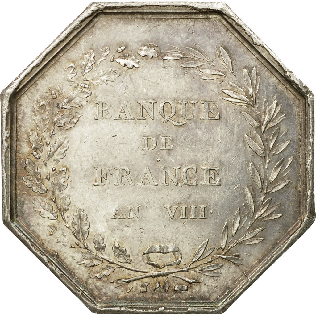 France, Token, Banque de France, An VIII, Dumarest, AU(55-58), Silver