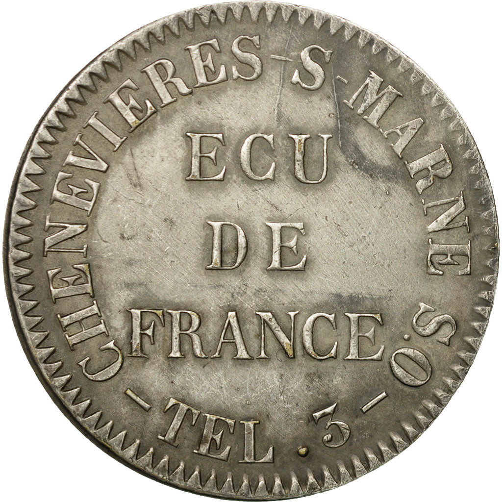 France, Token, Ecu de France, Chenevières-sur-Marne, MS(60-62), Copper Plated