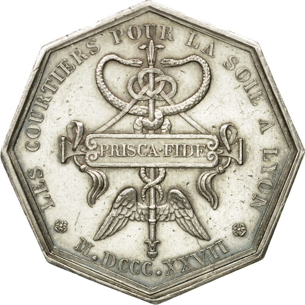 France, Token, Corporations, Courtiers pour la Soie à Lyon, 1827, Barre