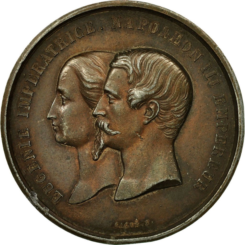 France, Médaille, Napoléon III et Eugénie, Palais de l'Industrie, Caqué