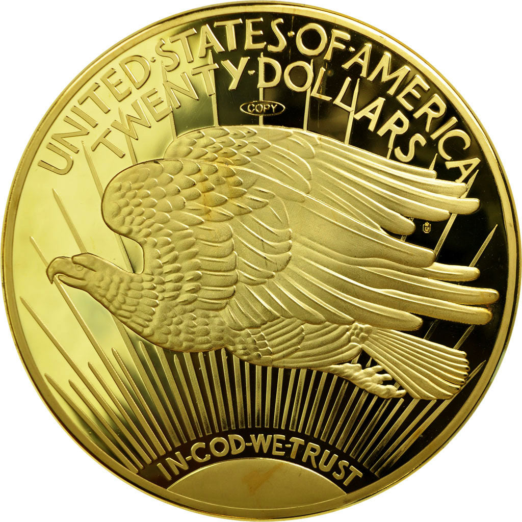 France, Médaille, Reproduction Twenty Dollars Liberty, 2014, FDC, Copper Gilt