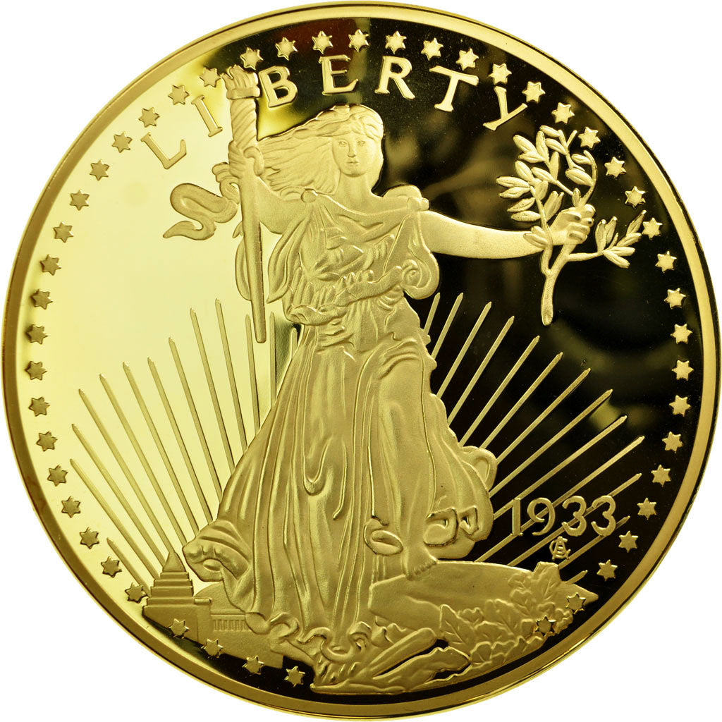 France, Médaille, Reproduction Twenty Dollars Liberty, 2014, FDC, Copper Gilt
