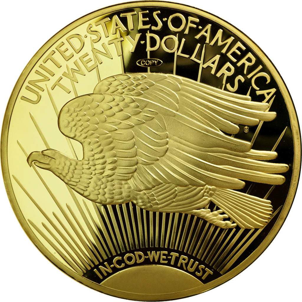 France, Médaille, Reproduction Twenty Dollars Liberty, 2014, FDC, Copper Gilt