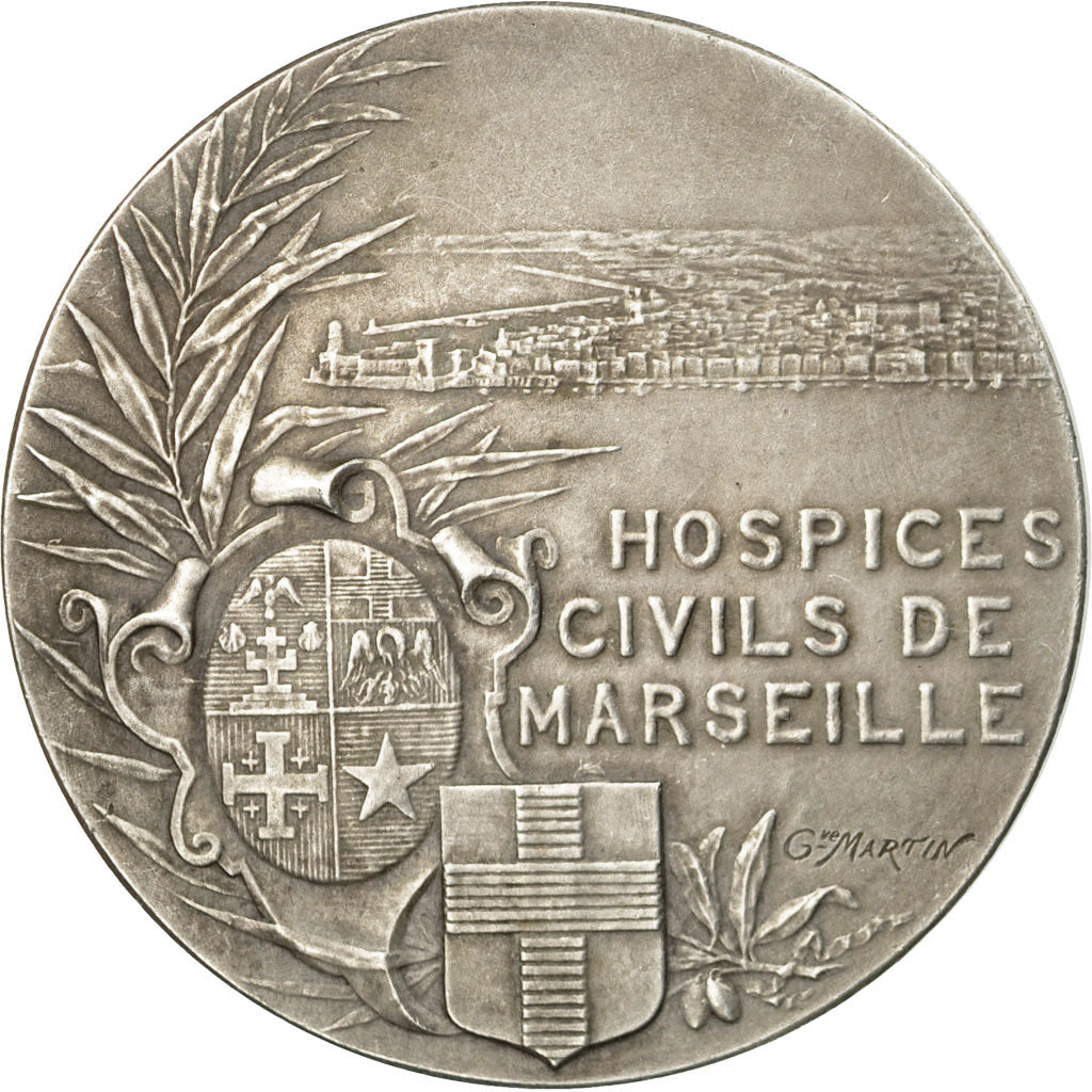 Francia, medaglia, Hospices Civils de Marseille, G.Martin, BB+, Argento