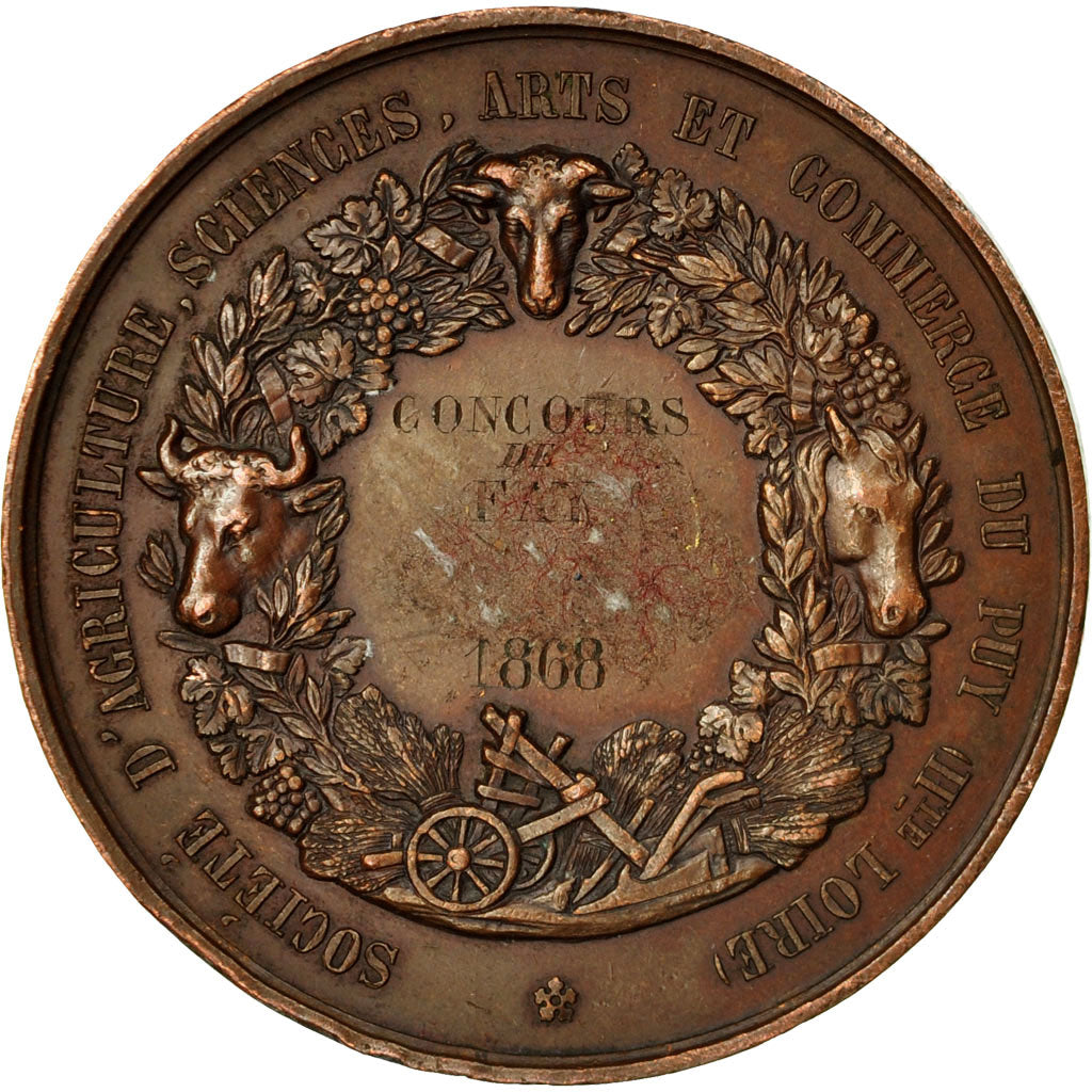 Frankreich, Medaille, Société d'Agriculture du Puy, Haute-Loire, 1868, De