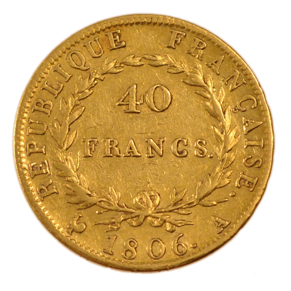 FRANCE, Napoléon I, 40 Francs, 1806, Paris, KM #675.1, EF(40-45), Gold, Gadoury 