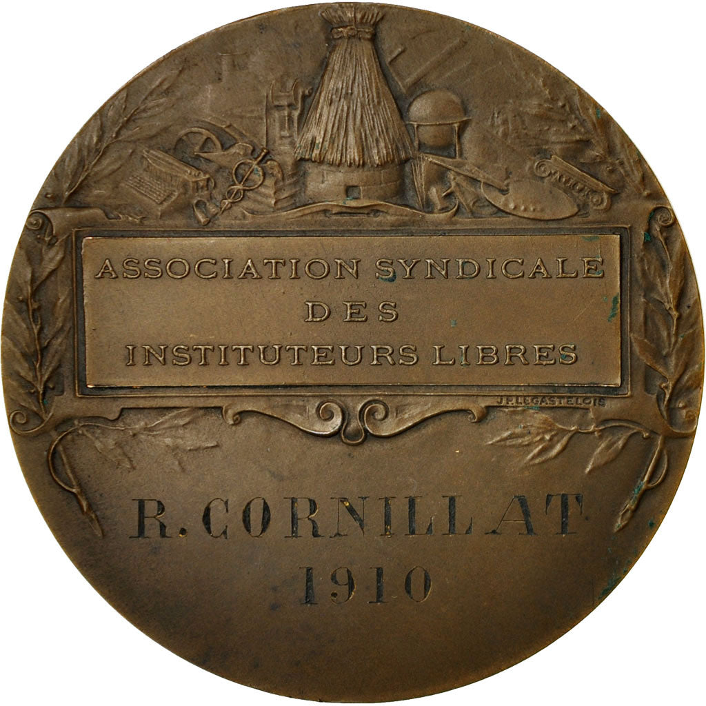 France, Medal, Association Syndicale des Instituteurs Libres, 1910, Legastelois