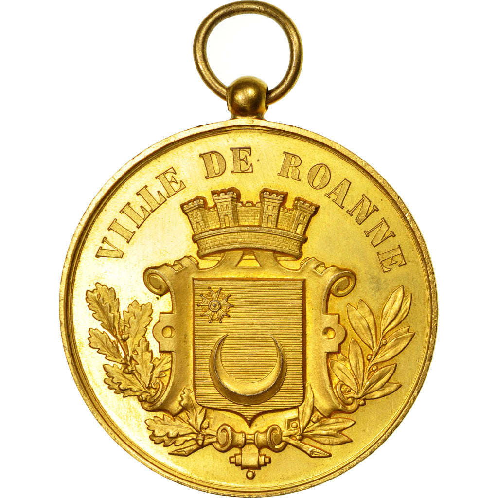 France, Medal, Concours de Musique, Ville de Roanne, 1888, MS(60-62), Gilt