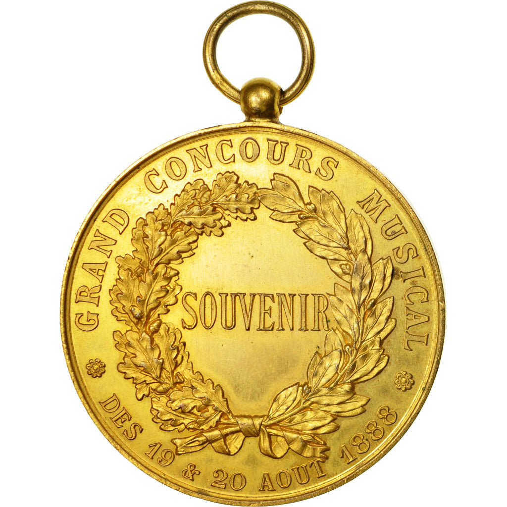 France, Medal, Concours de Musique, Ville de Roanne, 1888, MS(60-62), Gilt