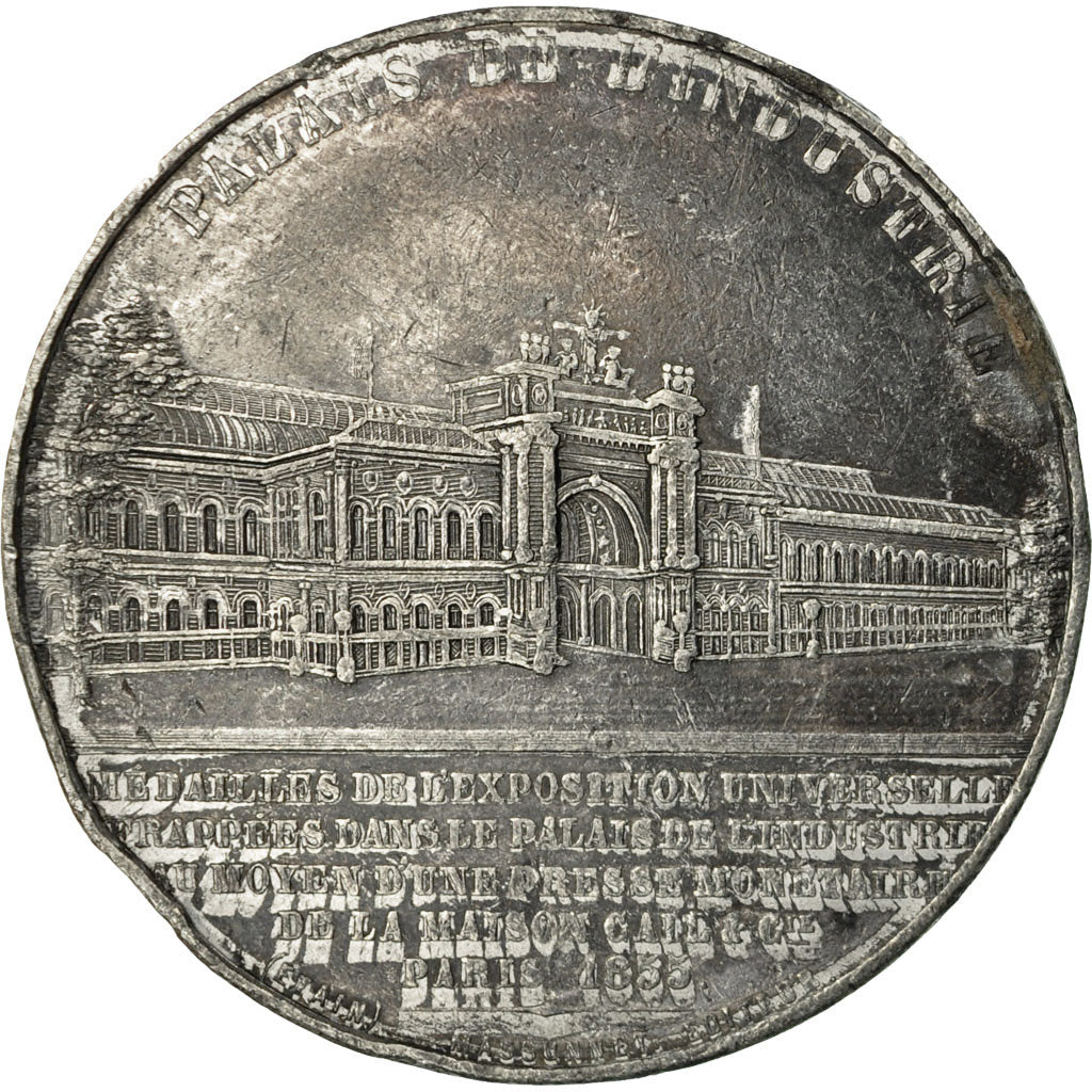 France, Medal, Eugénie Impératrice, Palais de l'Industrie, 1855, Caqué