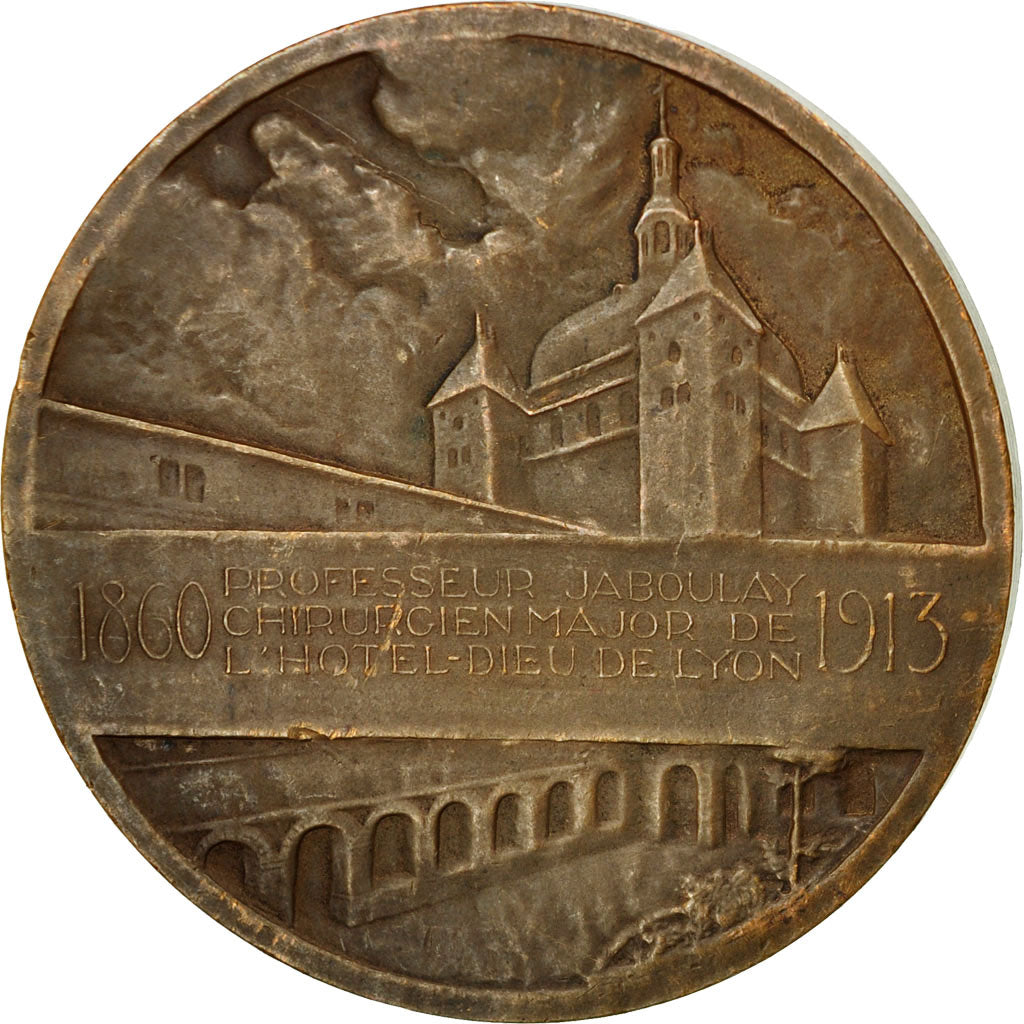 France, Médaille, Médecine, Professeur Jaboulay, Lyon, 1913, TTB+, Bronze