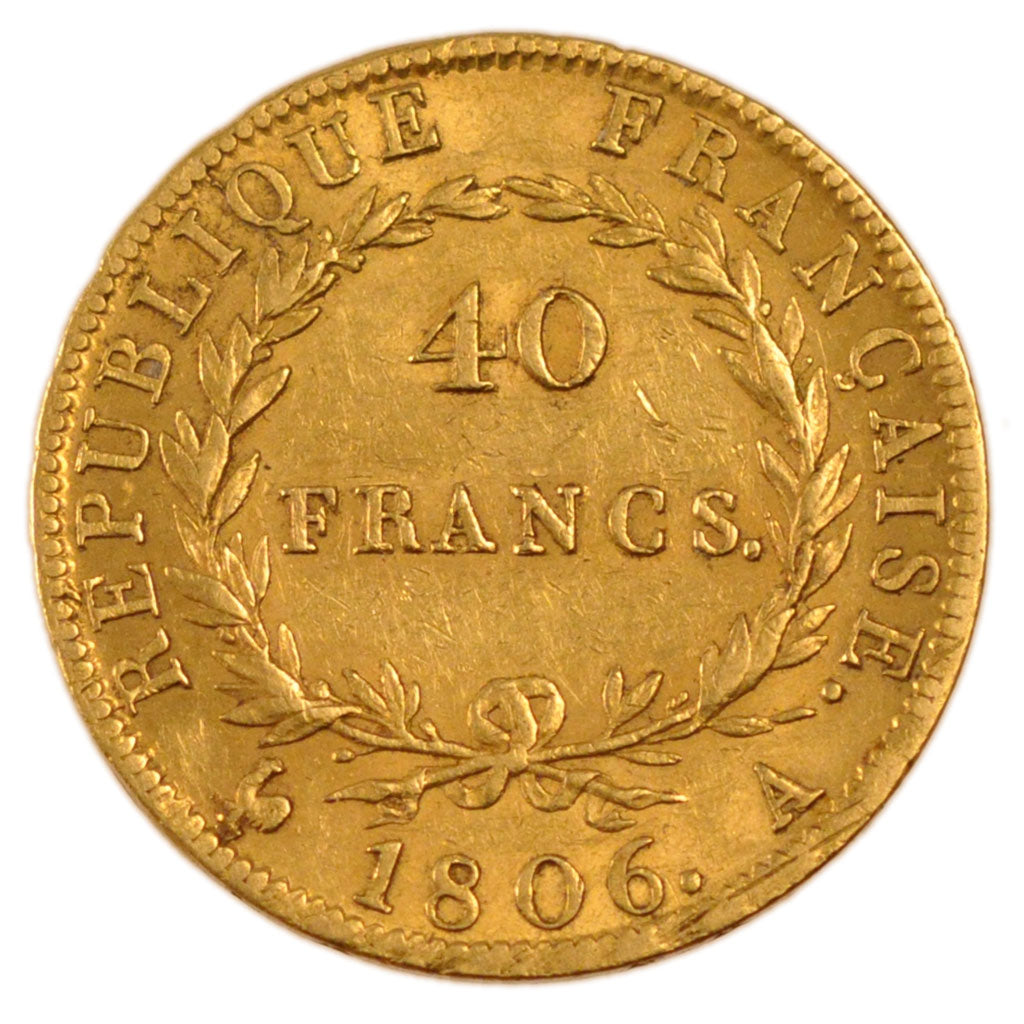 FRANCE, Napoléon I, 40 Francs, 1806, Paris, AU(50-53), Gold, Gadoury #1082, 1...