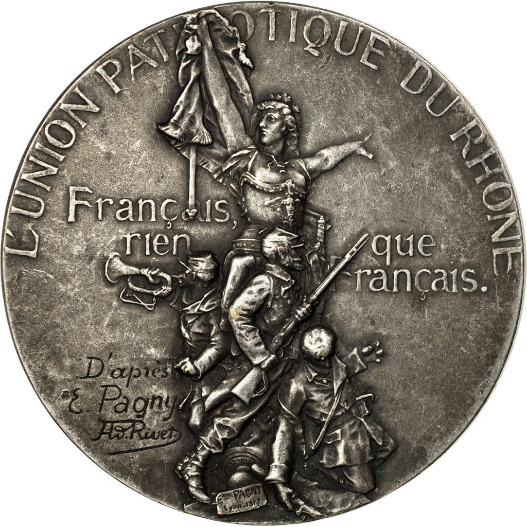 France, Médaille, Union Patriotique du rhône, Lyon, 1887, Rivet, TTB+