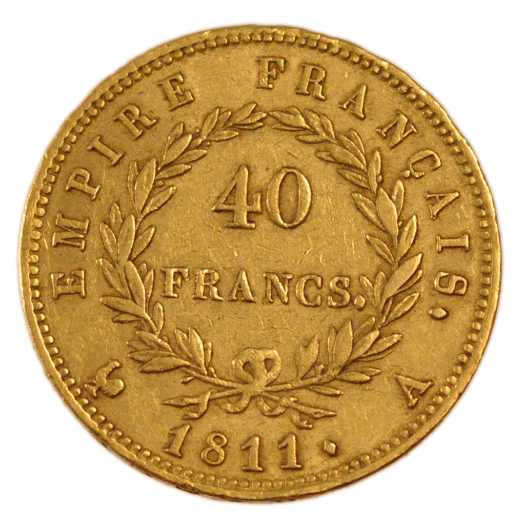 FRANCE, Napoléon I, 40 Francs, 1811, Paris, KM #696.1, EF(40-45), Gold, Gadoury