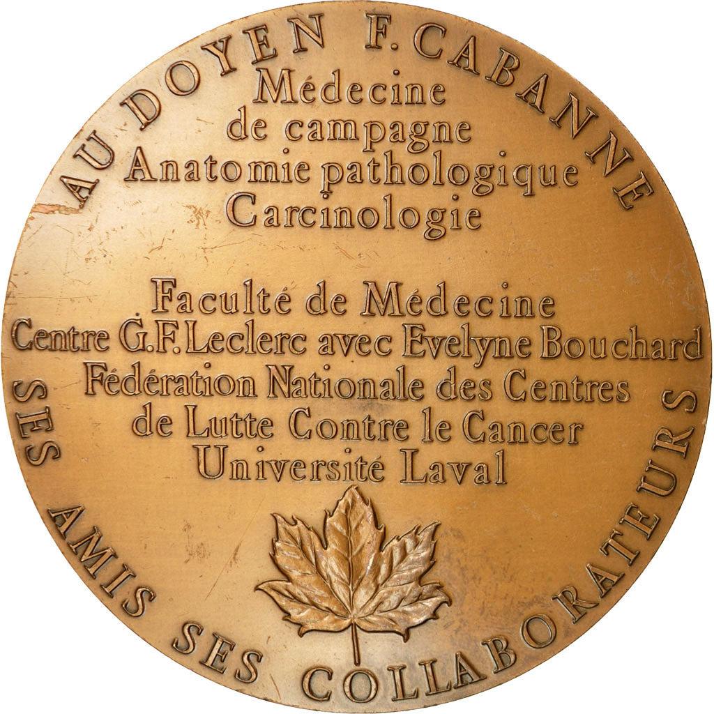 Francja, Medal, Médecine, Professeur Ferdinand Cabanne, 1983, AU(50-53), Bronze