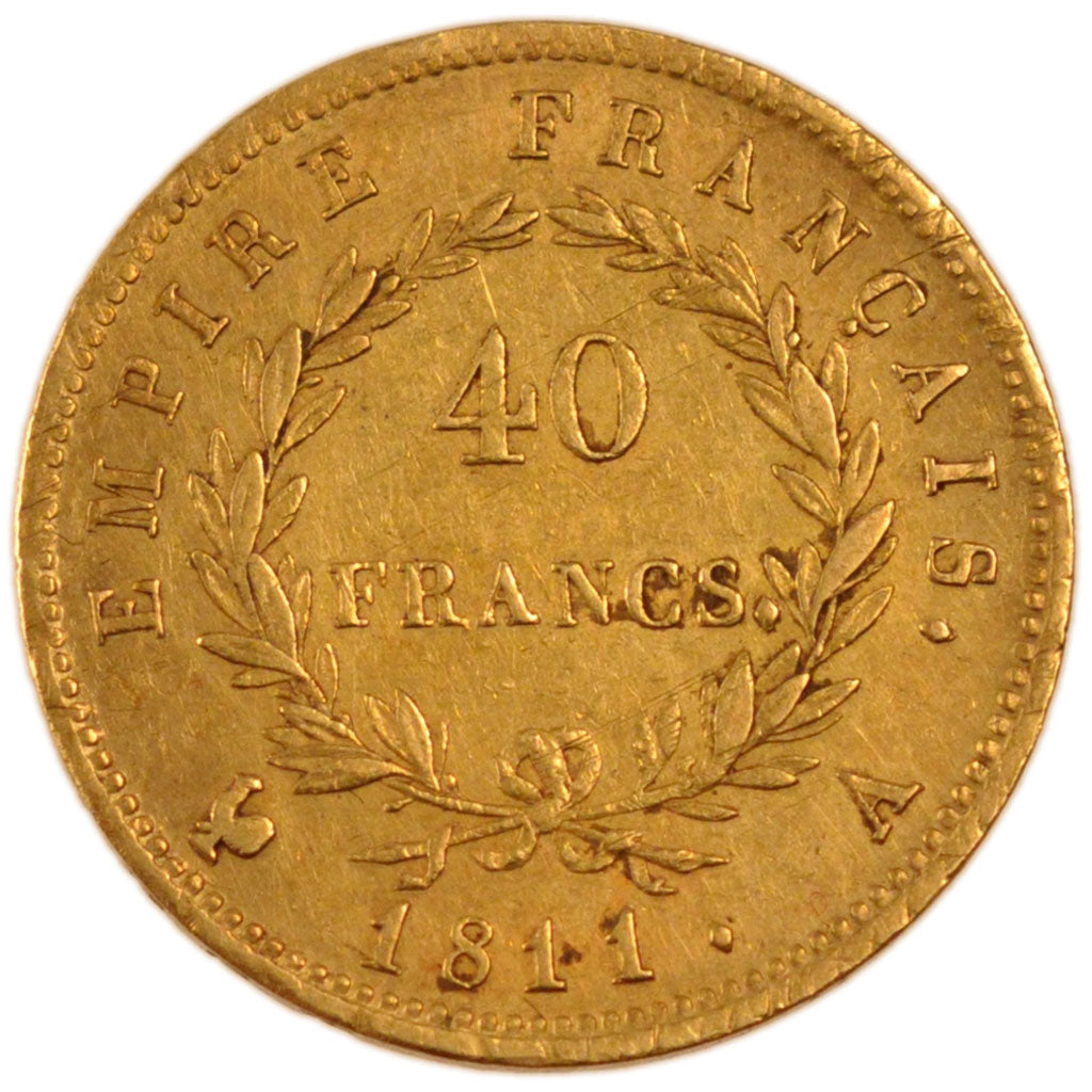 FRANCE, Napoléon I, 40 Francs, 1811, Paris, KM #696.1, EF(40-45), Gold, Gadoury 