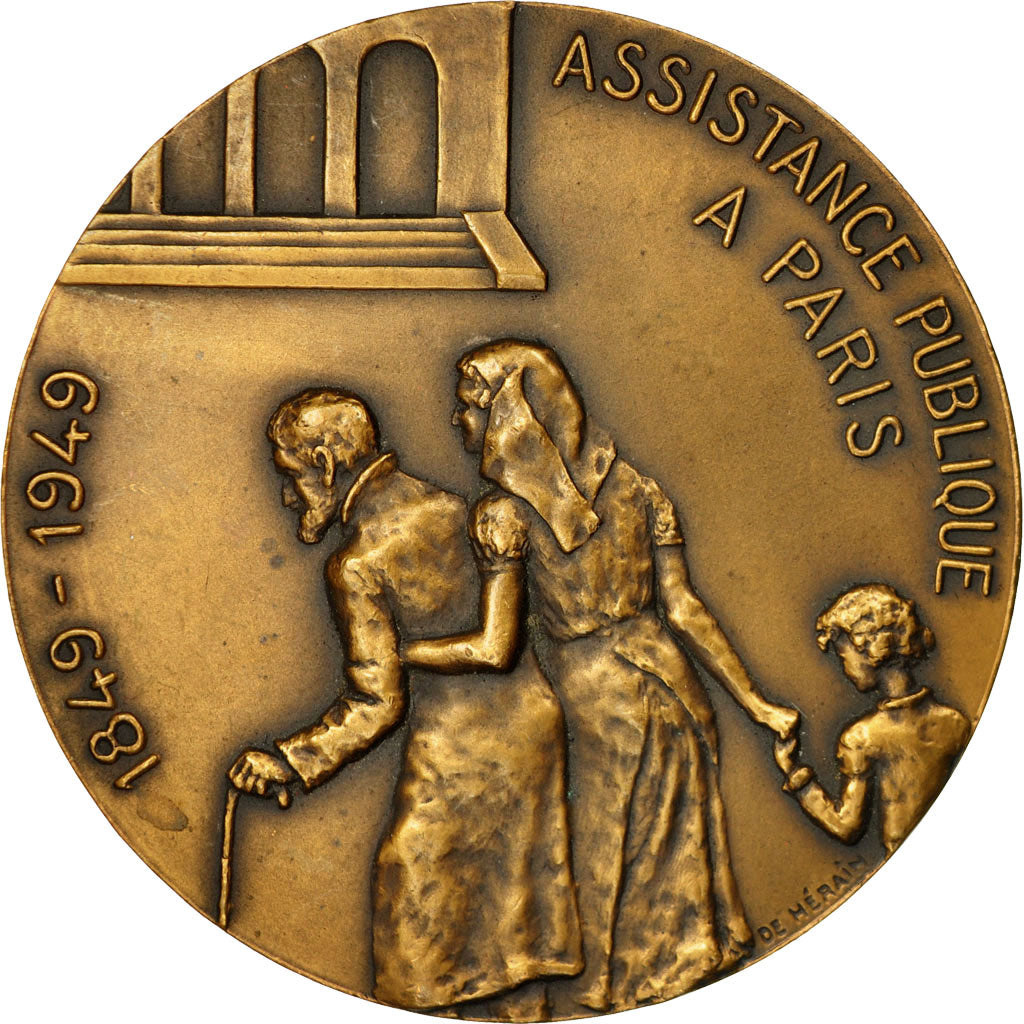 France, Medal, Centenaire de l'Assistance Publique à Paris, 1949, De Hérain