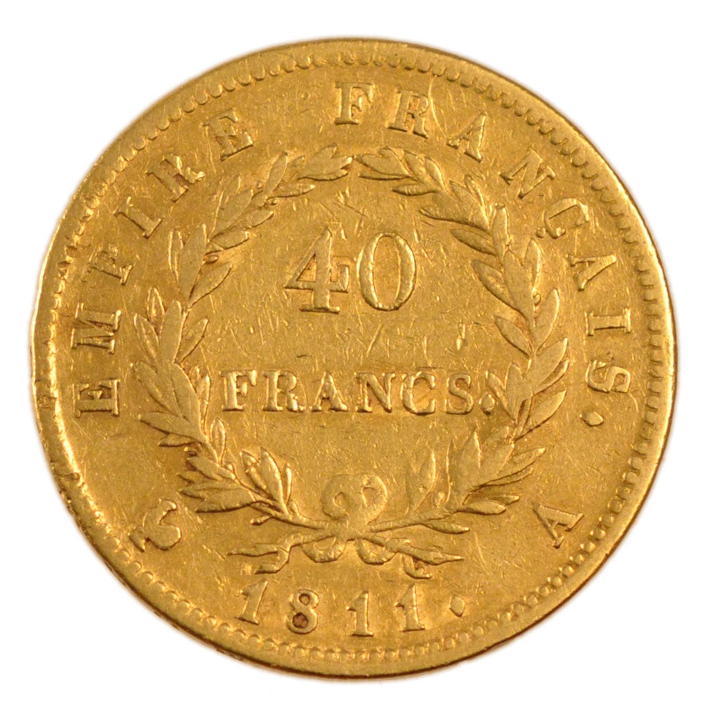 FRANCE, Napoléon I, 40 Francs, 1811, Paris, KM #696.1, EF(40-45), Gold, Gadoury 