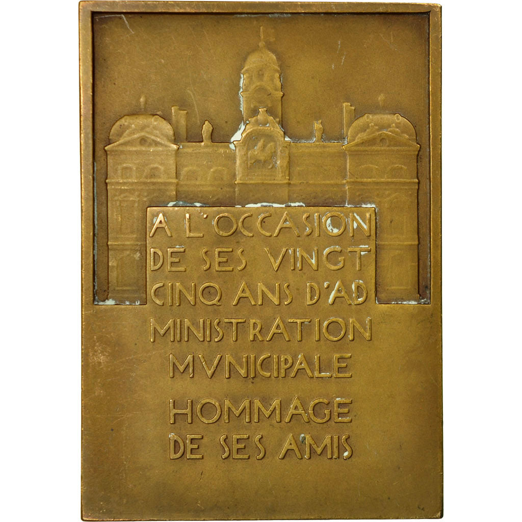 Francia, medalla, Edouard Herriot, Président et Maire de Lyon, 1930, Renard