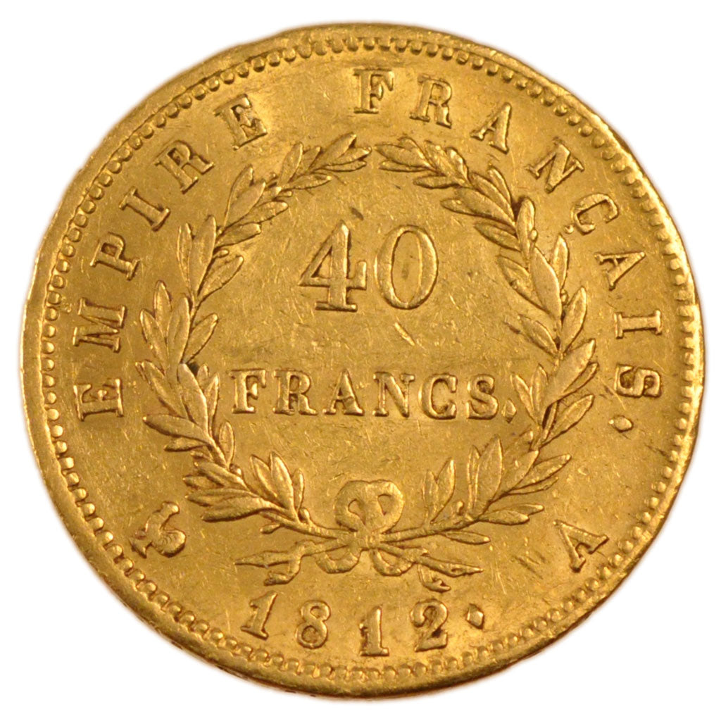 FRANCE, Napoléon I, 40 Francs, 1812, Paris, KM #696.1, EF(40-45), Gold, Gadoury 