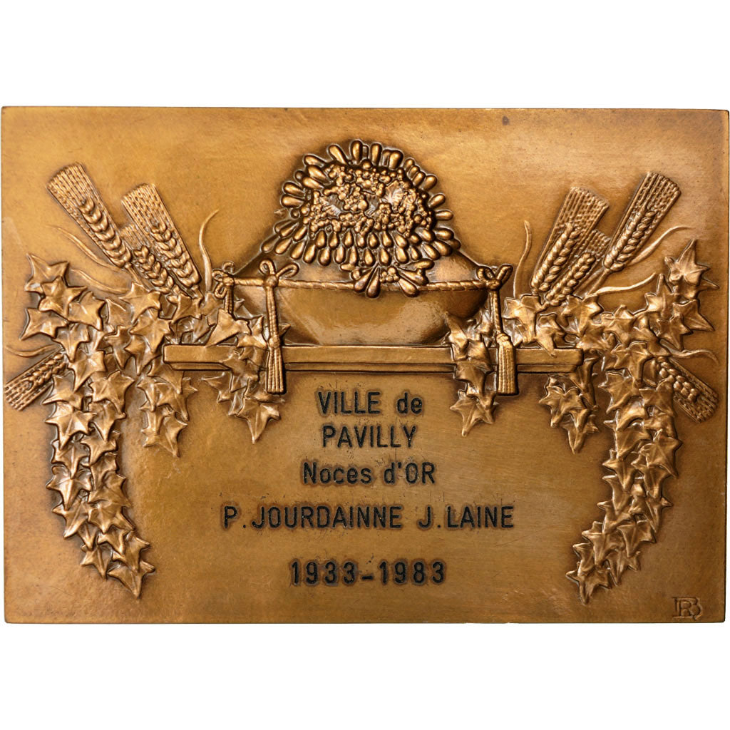 France, Medal, Mariage, Noces d'or, Ville de Pavilly, 1983, Baudichon