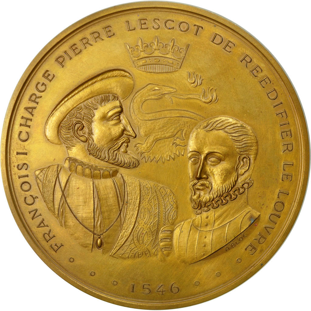 France, Medal, François Ier, Pierre Lescot, Le Louvre, 1971, Bloc, MS(65-70)