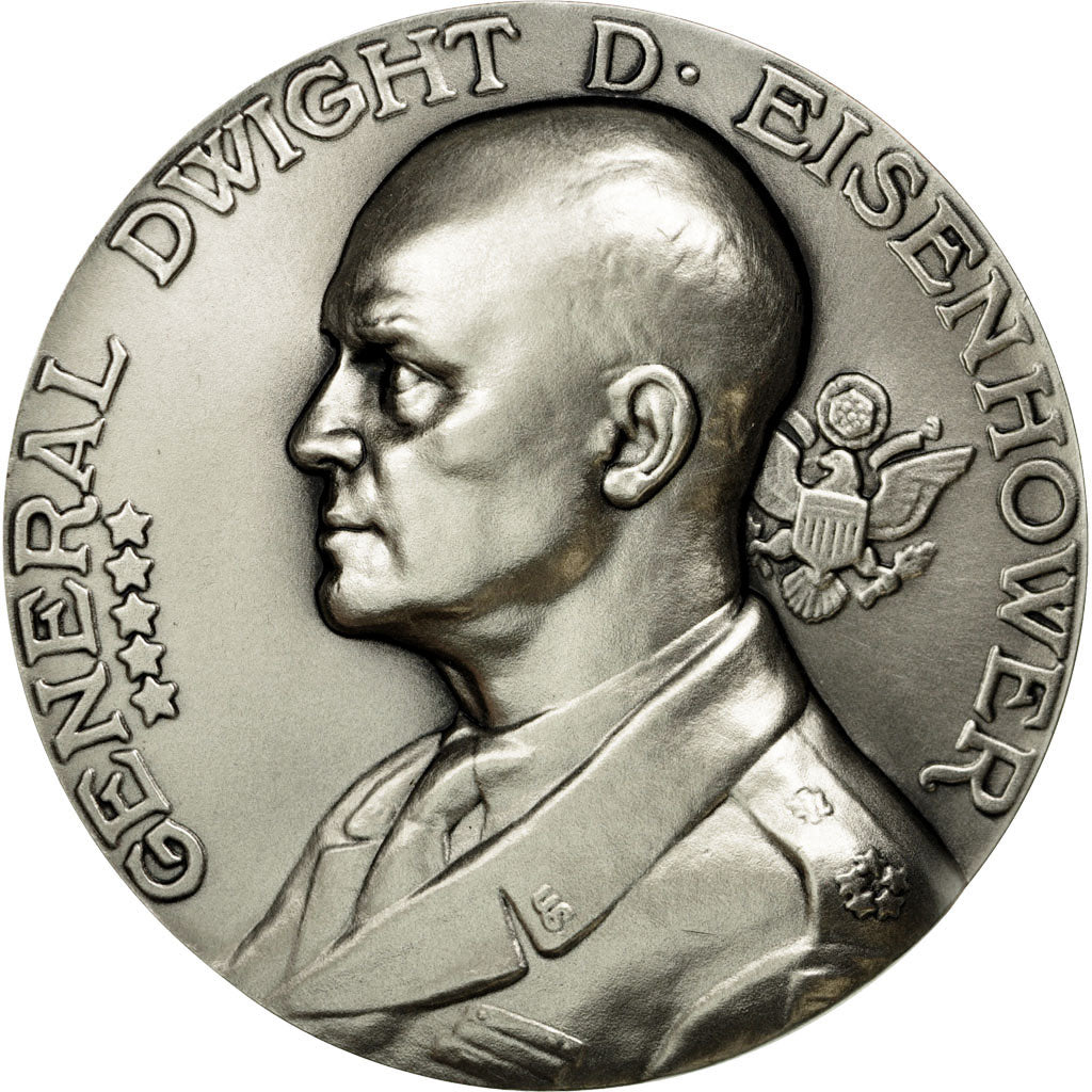 France, Medal, Seconde Guerre Mondiale, Eisenhower, MS(65-70), Silvered bronze