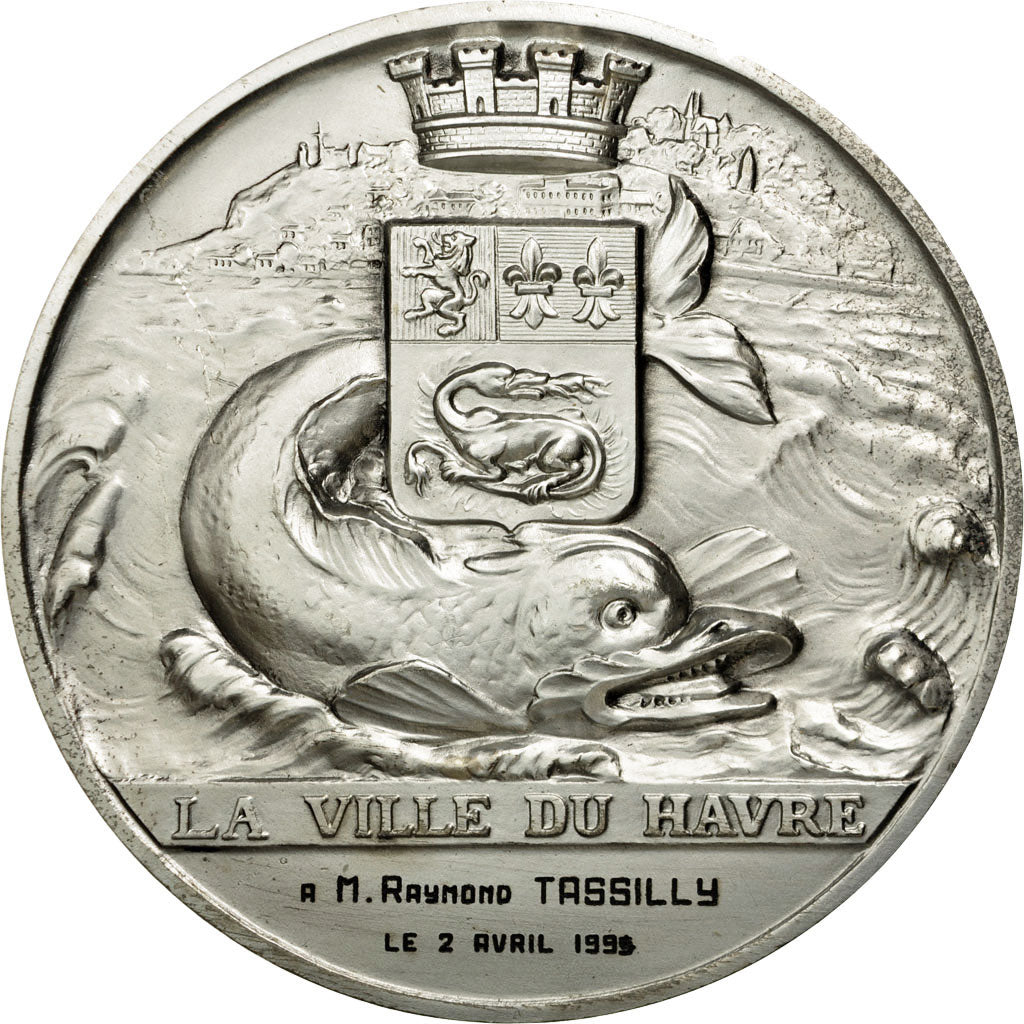 France, Médaille, Le Havre, Porte Océane, 1995, Saladin, SUP+, Silvered bronze