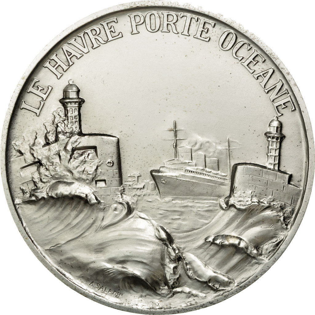 France, Médaille, Le Havre, Porte Océane, 1995, Saladin, SUP+, Silvered bronze