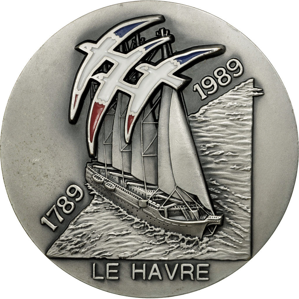 France, Medal, Bicentenaire de la Révolution, Le Havre, 1989, MS(63), Silvered