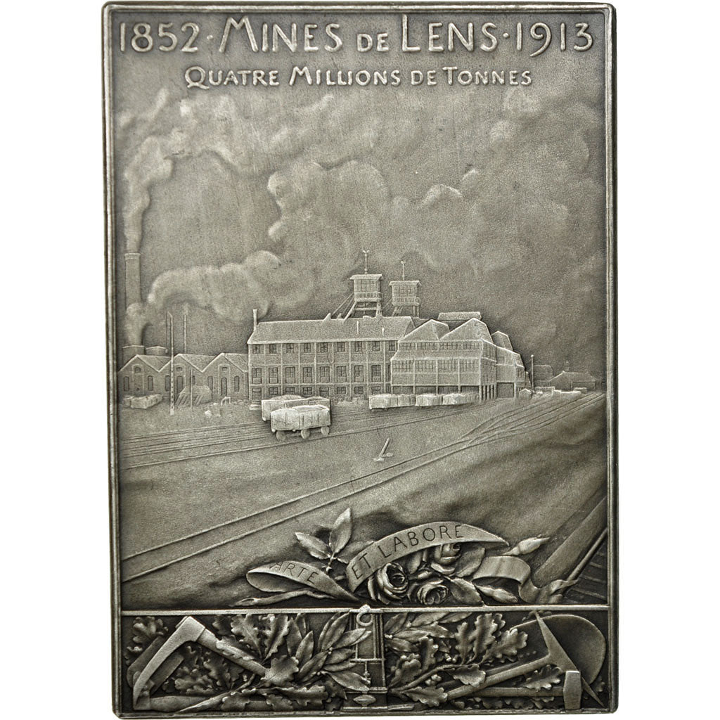 France, Medal, Les Mines de Lens, 1913, Roty, MS(63), Silvered bronze