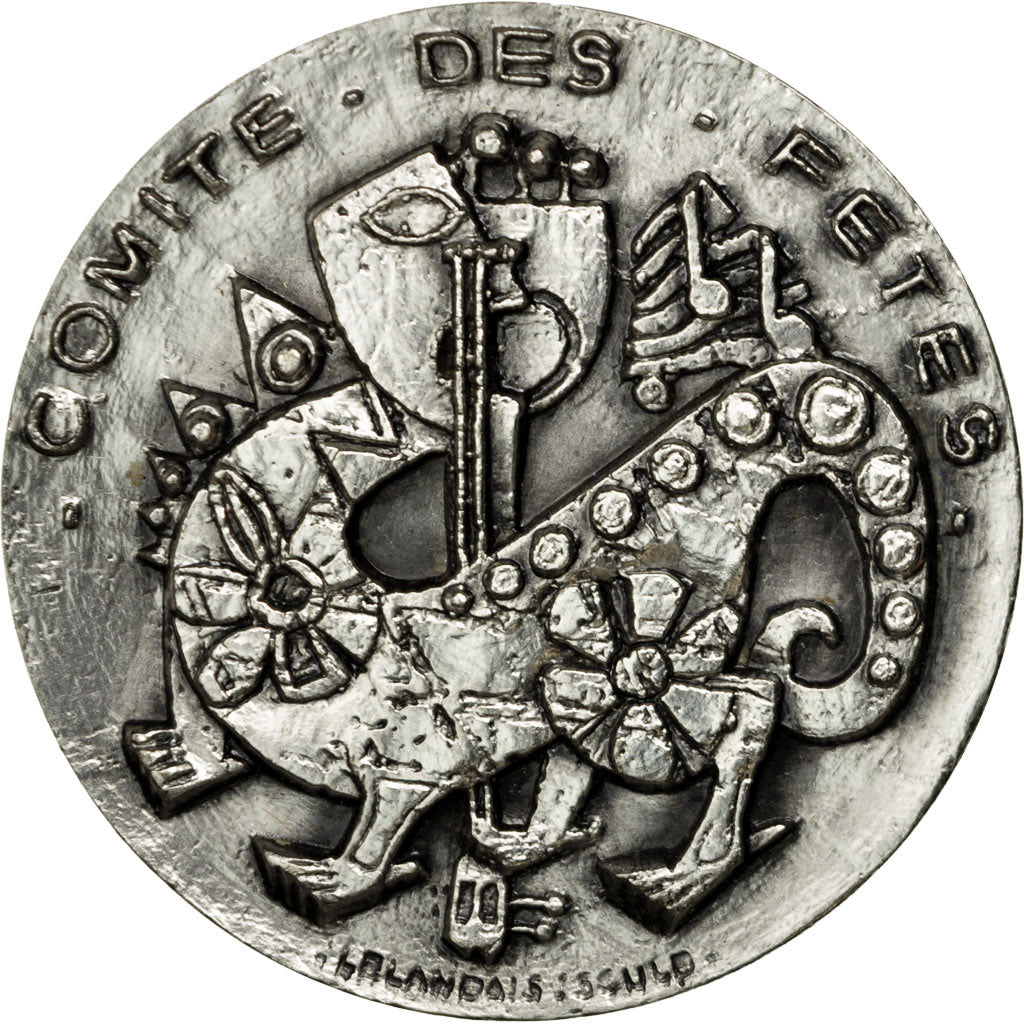 France, Medal, Comité des Fêtes, Le Havre, 1990, Lelandais, MS(64), Silvered