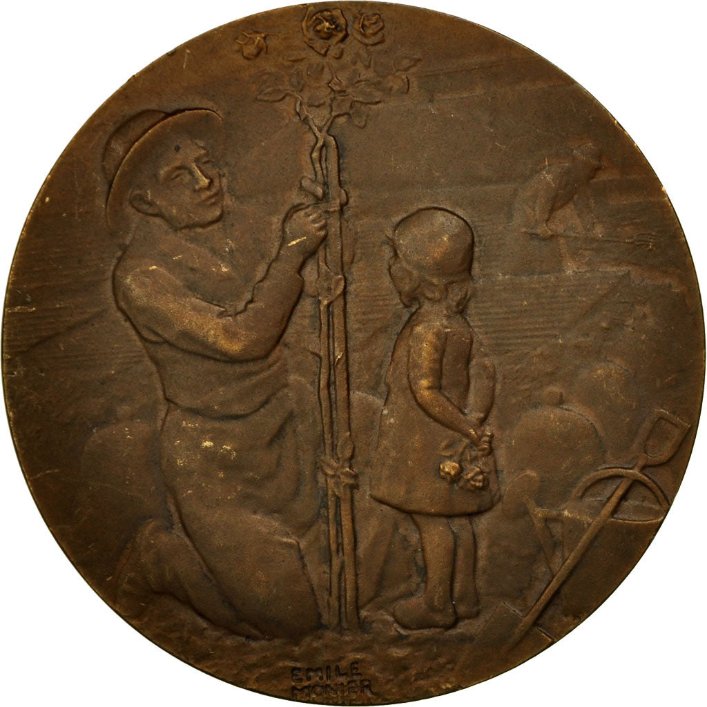 Frankrijk, Medaille, Horticulture, Jardins, 1951, Monier, ZF+, Bronze