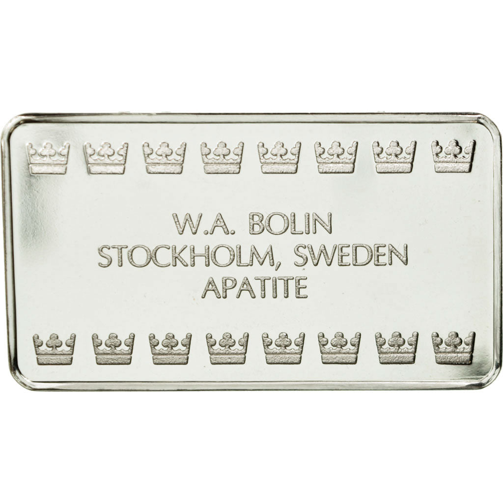 Szwecja, Medal, Lingotin,W.A Bolin, Apatite, Stockholm, MS(64), Srebro