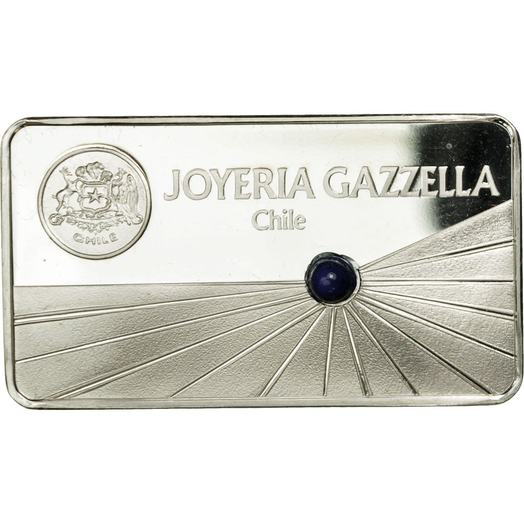 Chile, Medal, Lingotin, Joyeria Gazella, Lapis Lazuli, MS(64), Silver