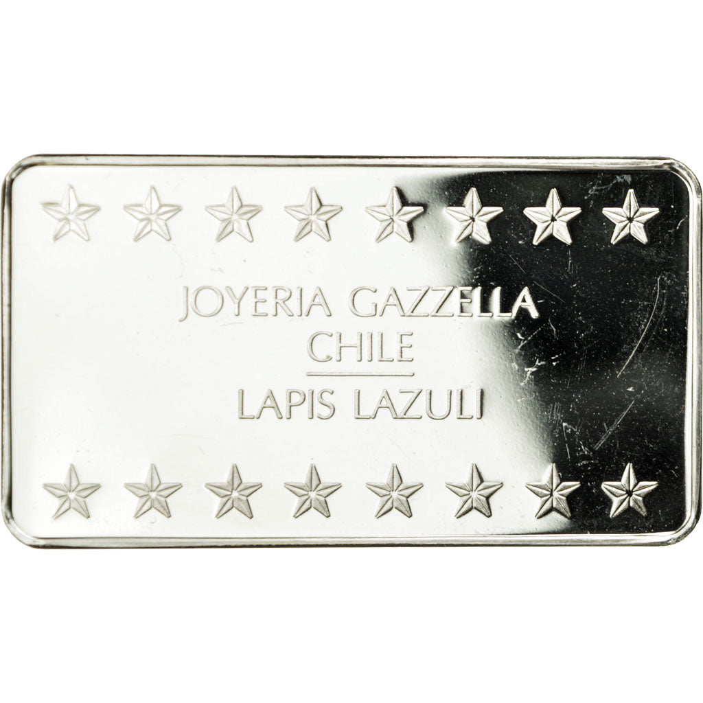 Chile, Medal, Lingotin, Joyeria Gazella, Lapis Lazuli, MS(64), Silver