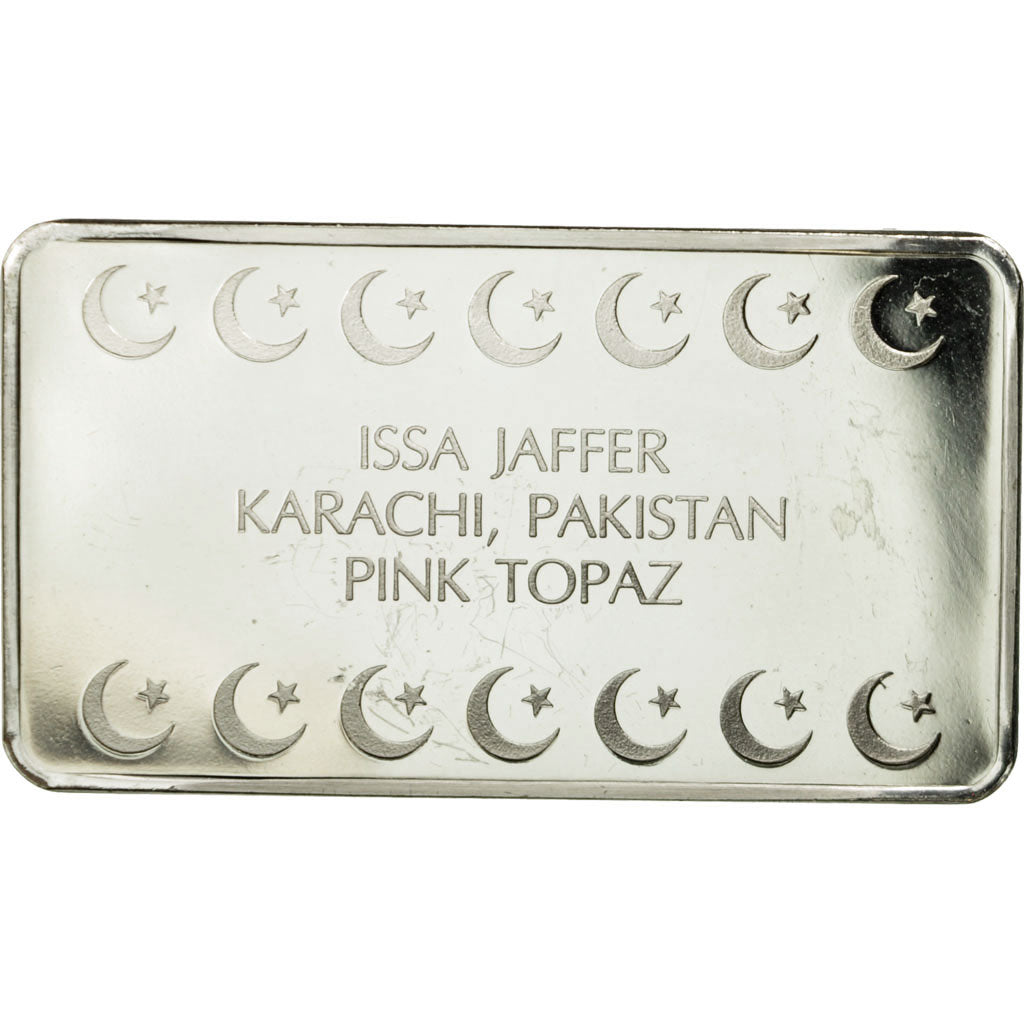 Pakistan, Medal, Lingotin, Issa Jaffer, Pink Topaz, Karachi, MS(64), Silver