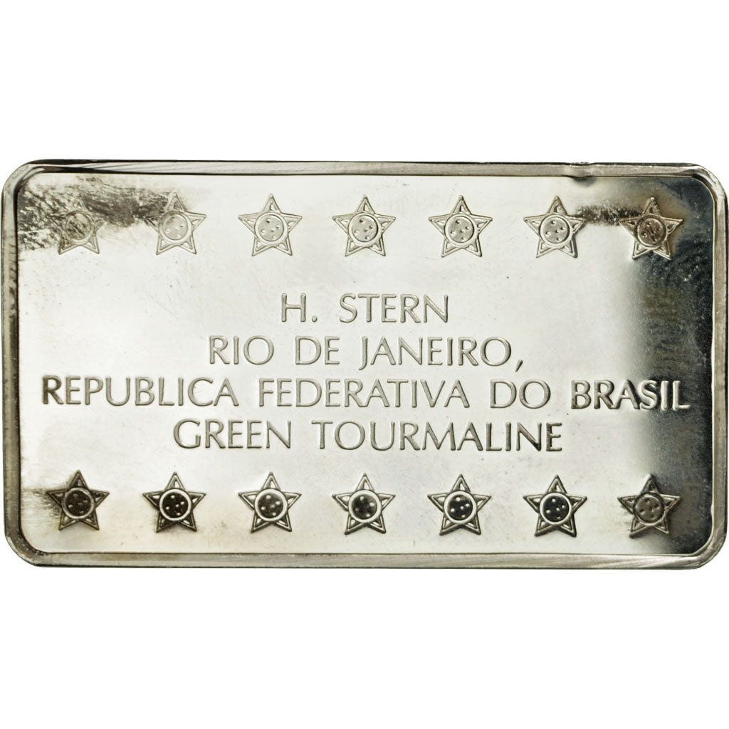Brasil, medalla, Lingotin, H. Stern, Green Tourmaline, Rio de Janeiro, SC, Plata