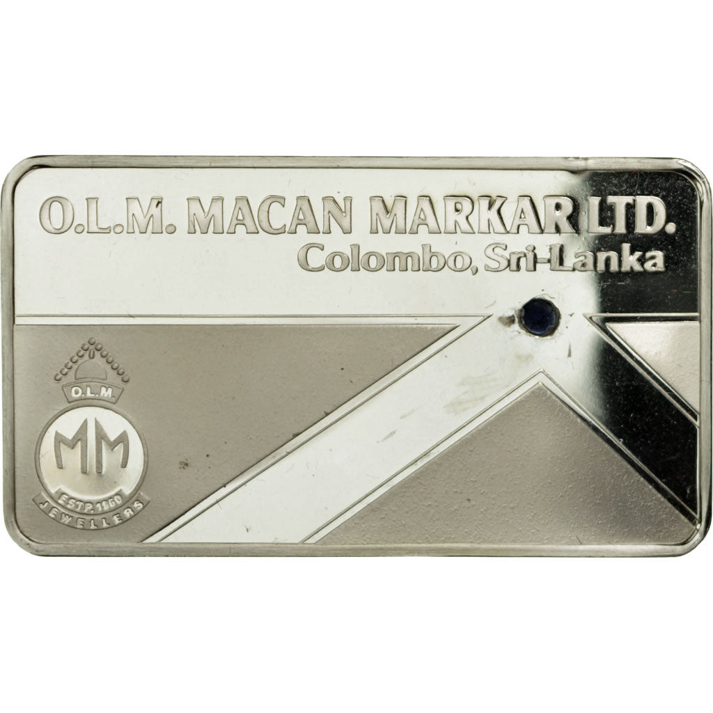 Sri Lanka, medalla, Lingotin, O.L.M. Macan Markar, Blue Sapphire, SC+, Plata