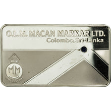 Sri Lanka, medalla, Lingotin, O.L.M. Macan Markar, Blue Sapphire, SC+, Plata