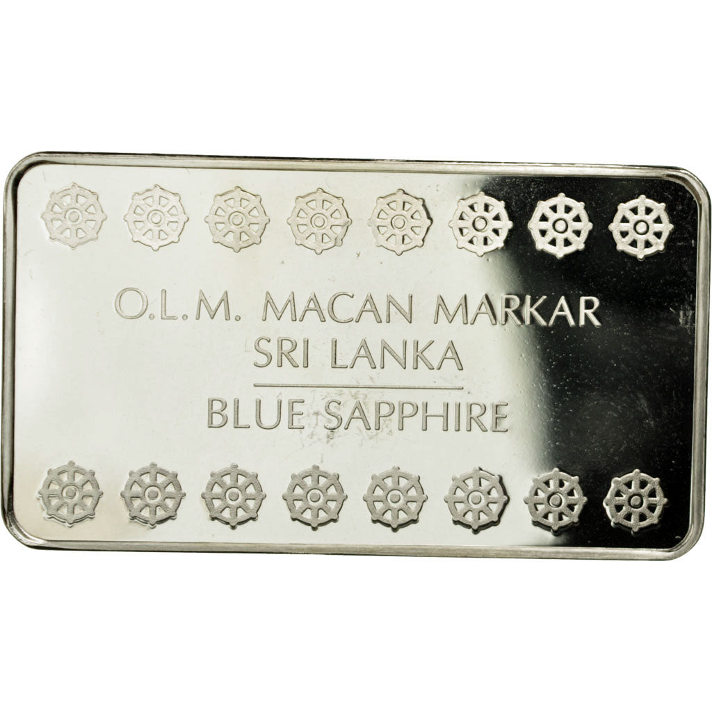 Sri Lanka, medalla, Lingotin, O.L.M. Macan Markar, Blue Sapphire, SC+, Plata