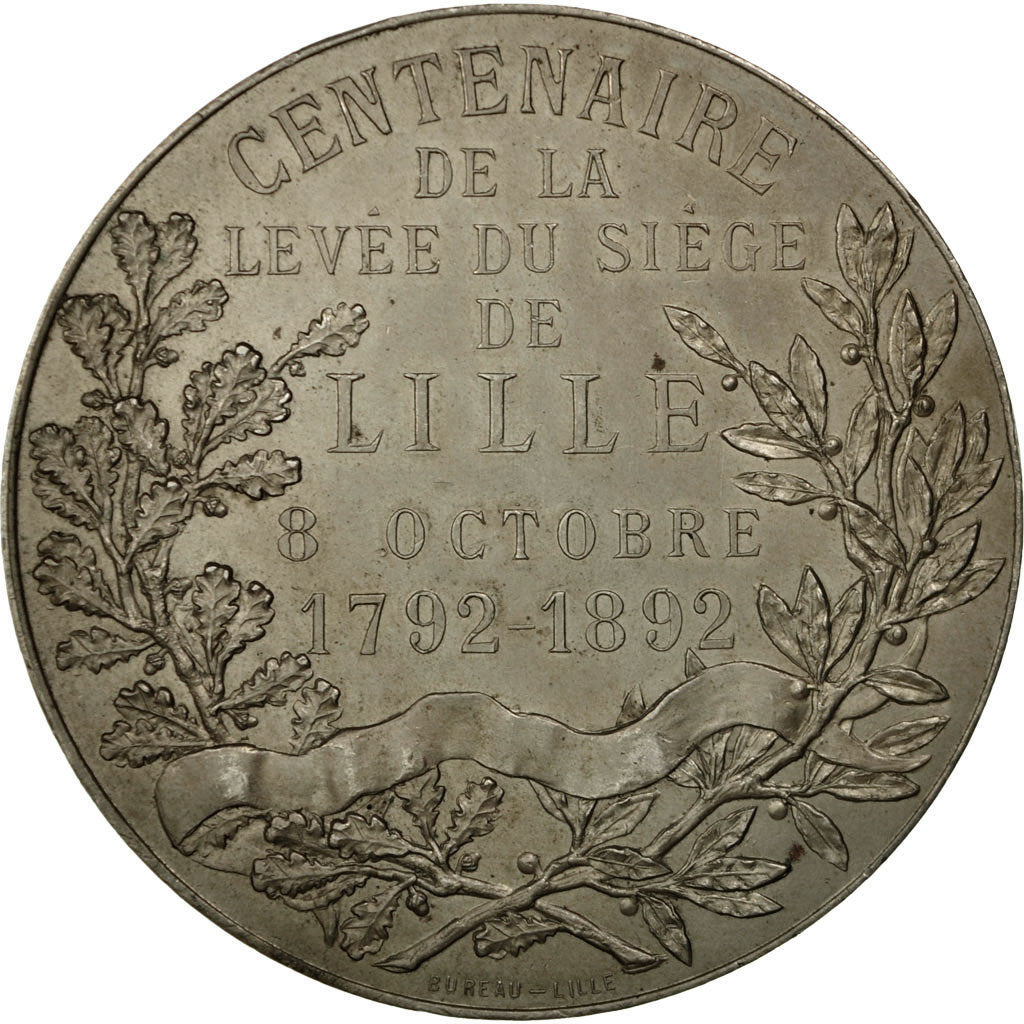 France, Medal, Centenaire de la levée du siège de Lille, 1892, Rivet