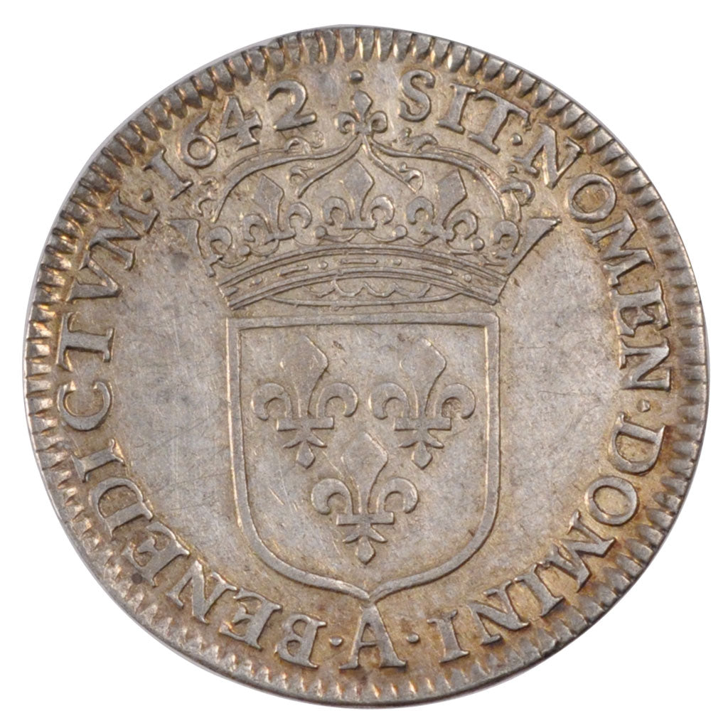 Francia, Louis XIII, 1/4 Écu 1er poinçon de Warin, buste drapé, 1/4 Ecu, 1...