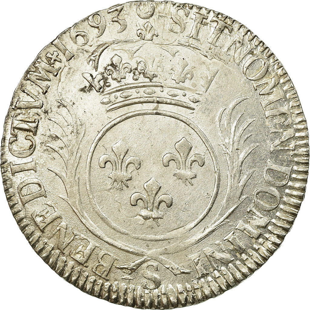 Moneta, Francia, Louis XIV, 1/2 Écu aux palmes, 1/2 Ecu, 1693, Troyes, SPL-