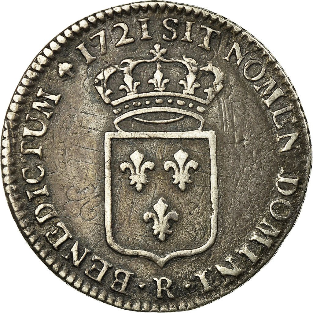 France, Louis XV, 1/3 écu de France, 1721, Orléans, réformé, Argent, TTB